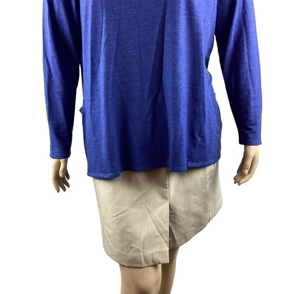 LOGO Lounge Lori Goldstein Fallon Cowl Neck Top Size XL Blue - Picture 3 of 7